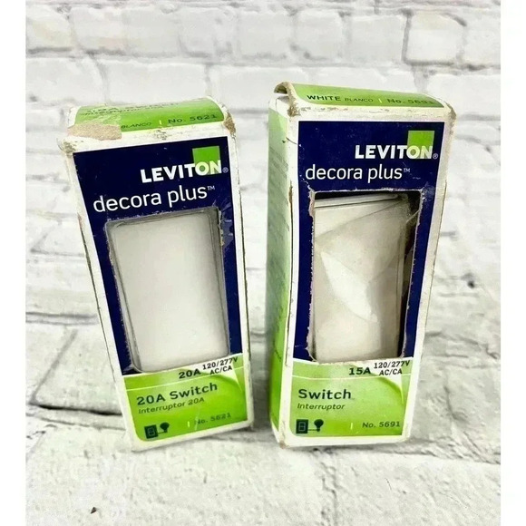 2 PACK Leviton Decora Plus Rocker White Light Switch NEW - Picture 5 of 6